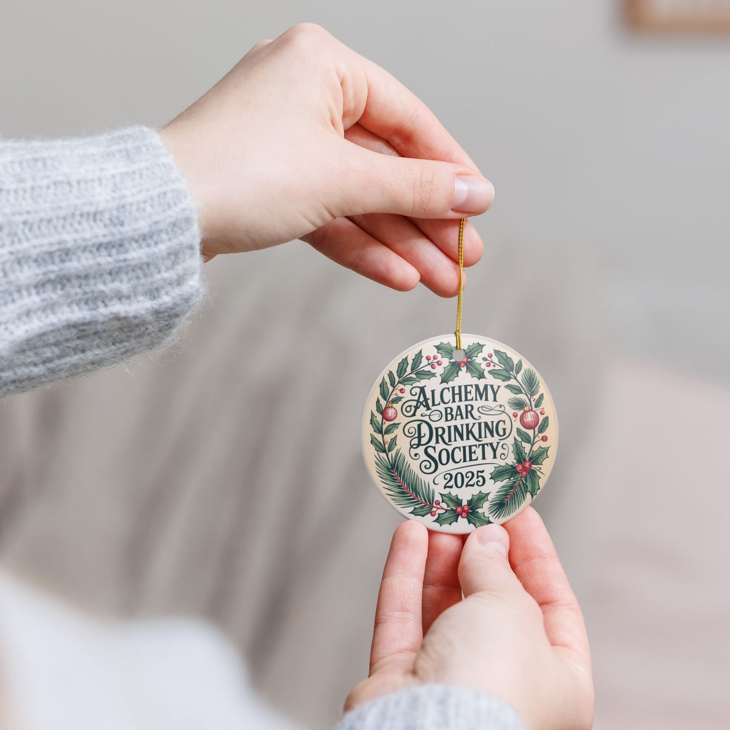 Alchemy Bar Drinking Society 2025 Christmas Ceramic Ornament