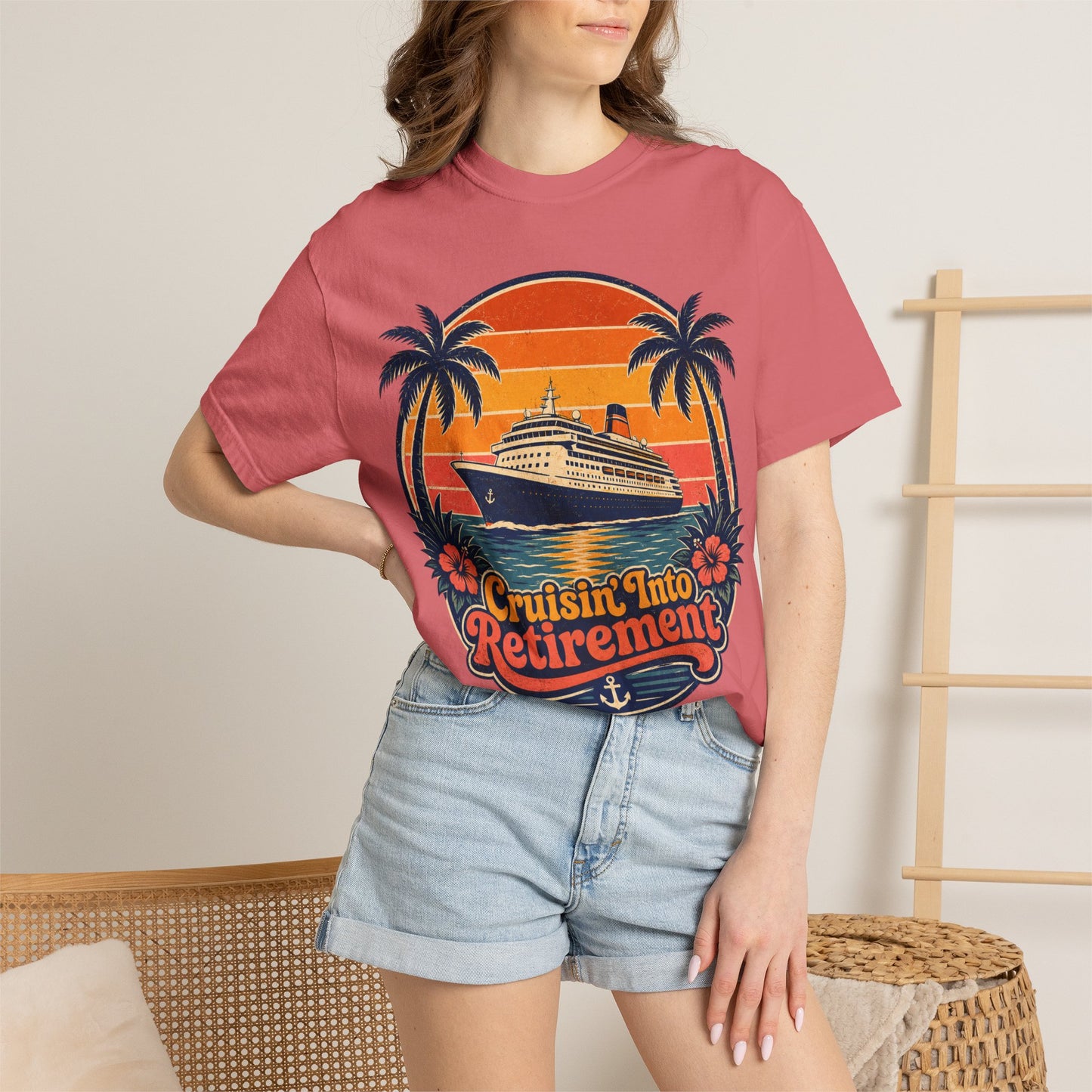 Cruisin' Into Retirement T-Shirt — Retro Cruise Vacation Retirement Gift