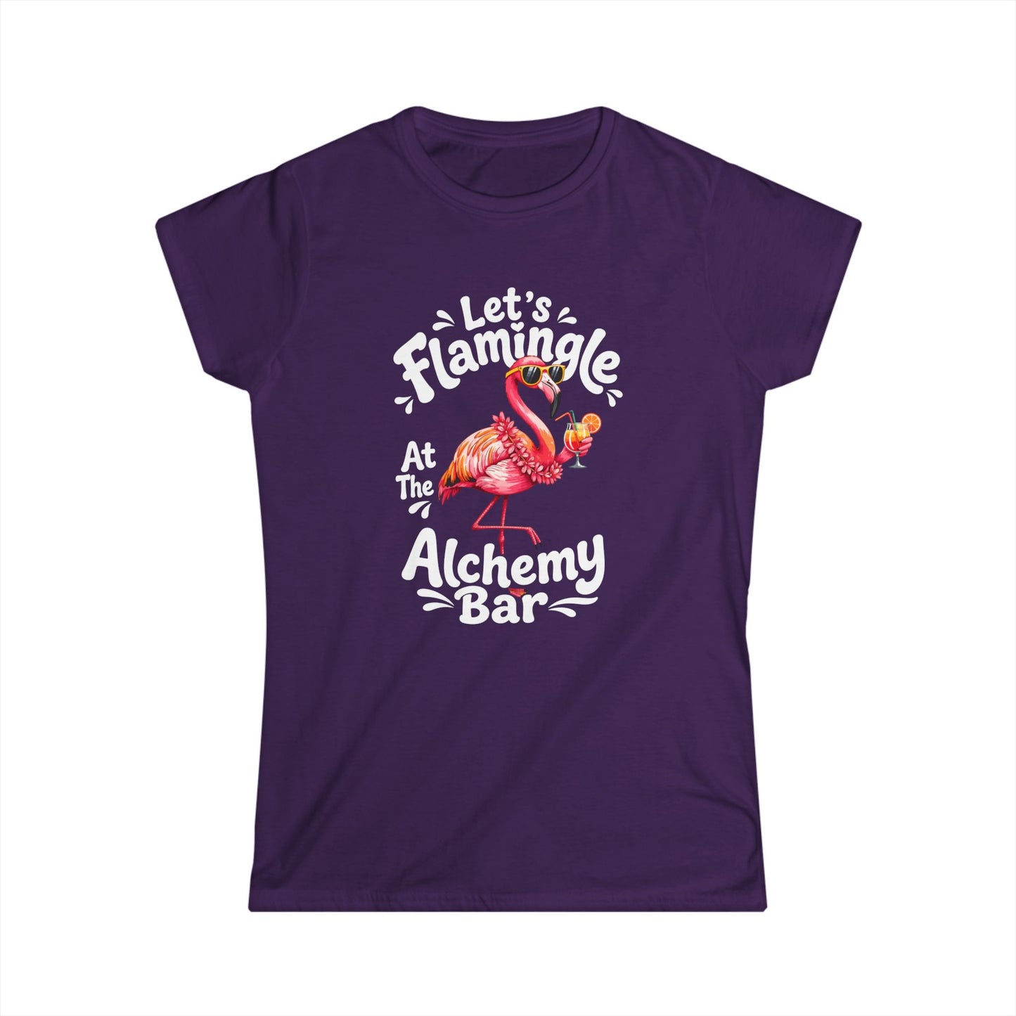 Let's Flamingle At The Alchemy Bar Women's Black Softsyle Tee