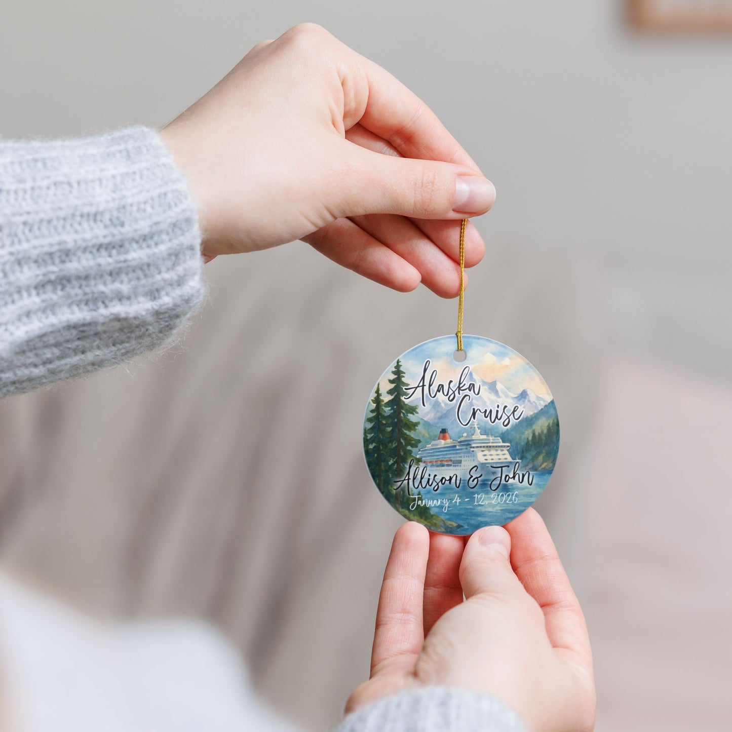 Personalized Alaska Cruise Ceramic Ornament - Custom Holiday Decoration