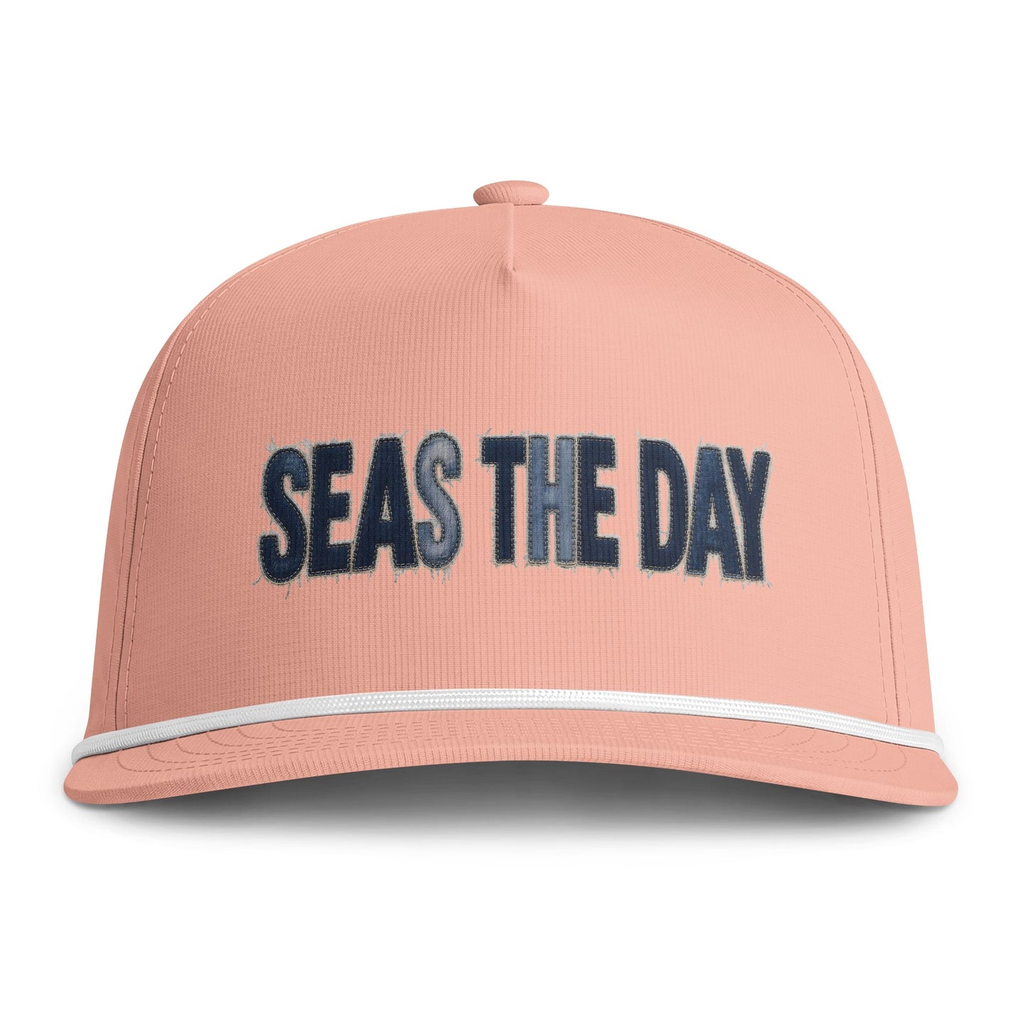 Seas The Day Rope Cap — Nautical Sunwashed Trucker Hat