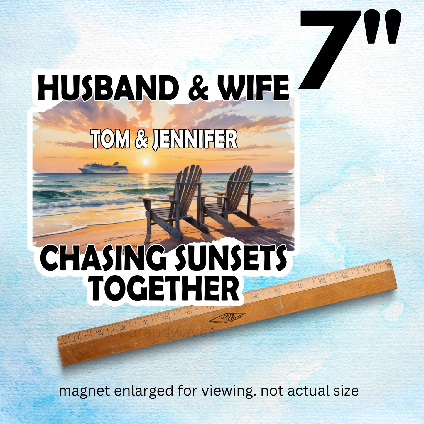 Personalized Husband Wife Cruising Partners for Life Door Magnet