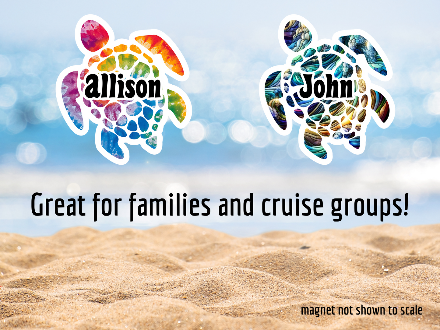 Colorful Personalized Turtle Cruise Door Magnet