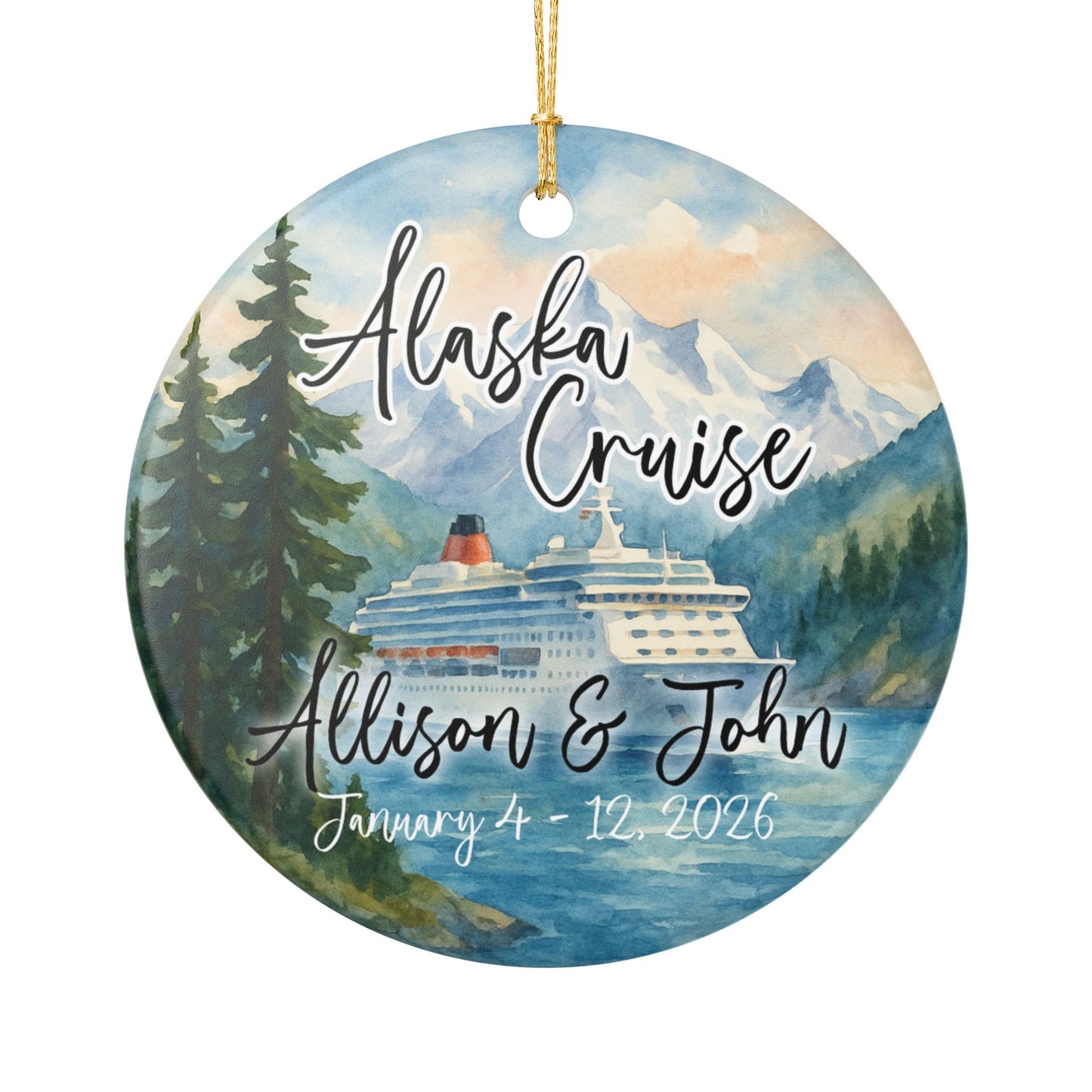 Personalized Alaska Cruise Ceramic Ornament - Custom Holiday Decoration