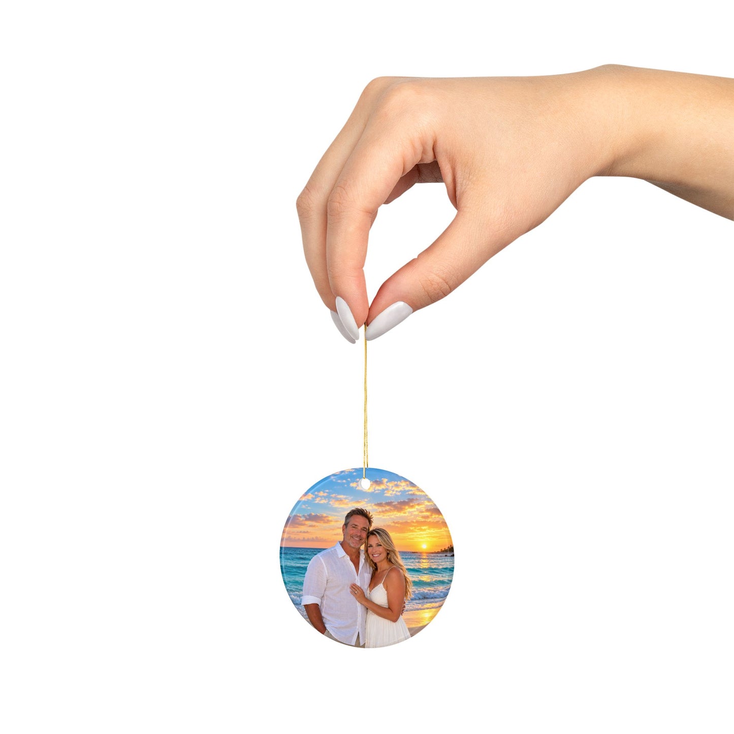 Cruise Partners for Life Personalized Photo Ceramic Christmas Ornament