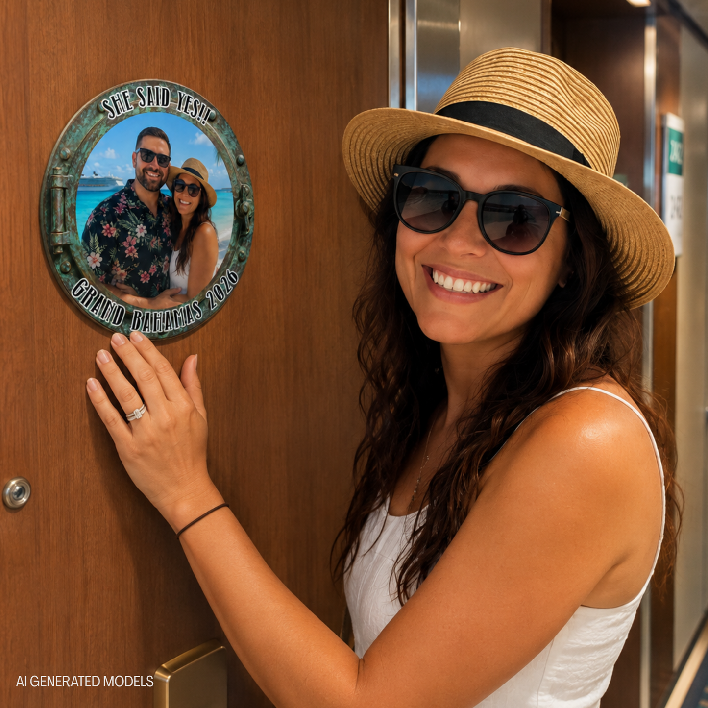 Personalized Cruise Porthole Photo Door Magnet