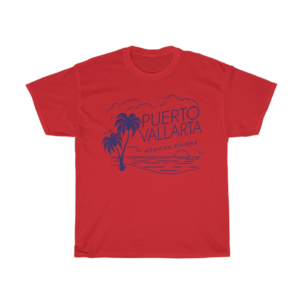 Puerto Vallarta Tropical Sunset Unisex Heavy Cotton Tee - The Salty Anchor