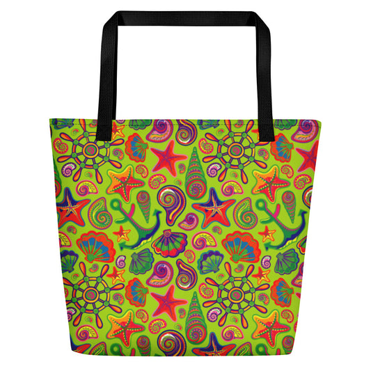 Colorful Anchor and Ship Wheel Beach Bag - The Salty Anchor