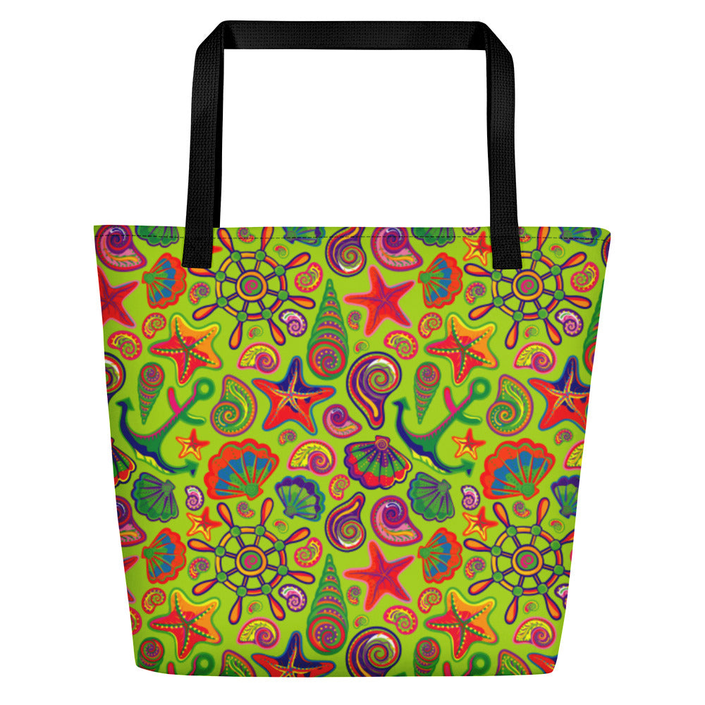 Colorful Anchor and Ship Wheel Beach Bag - The Salty Anchor