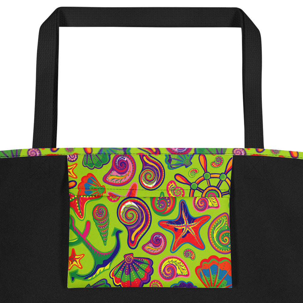 Colorful Anchor and Ship Wheel Beach Bag - The Salty Anchor