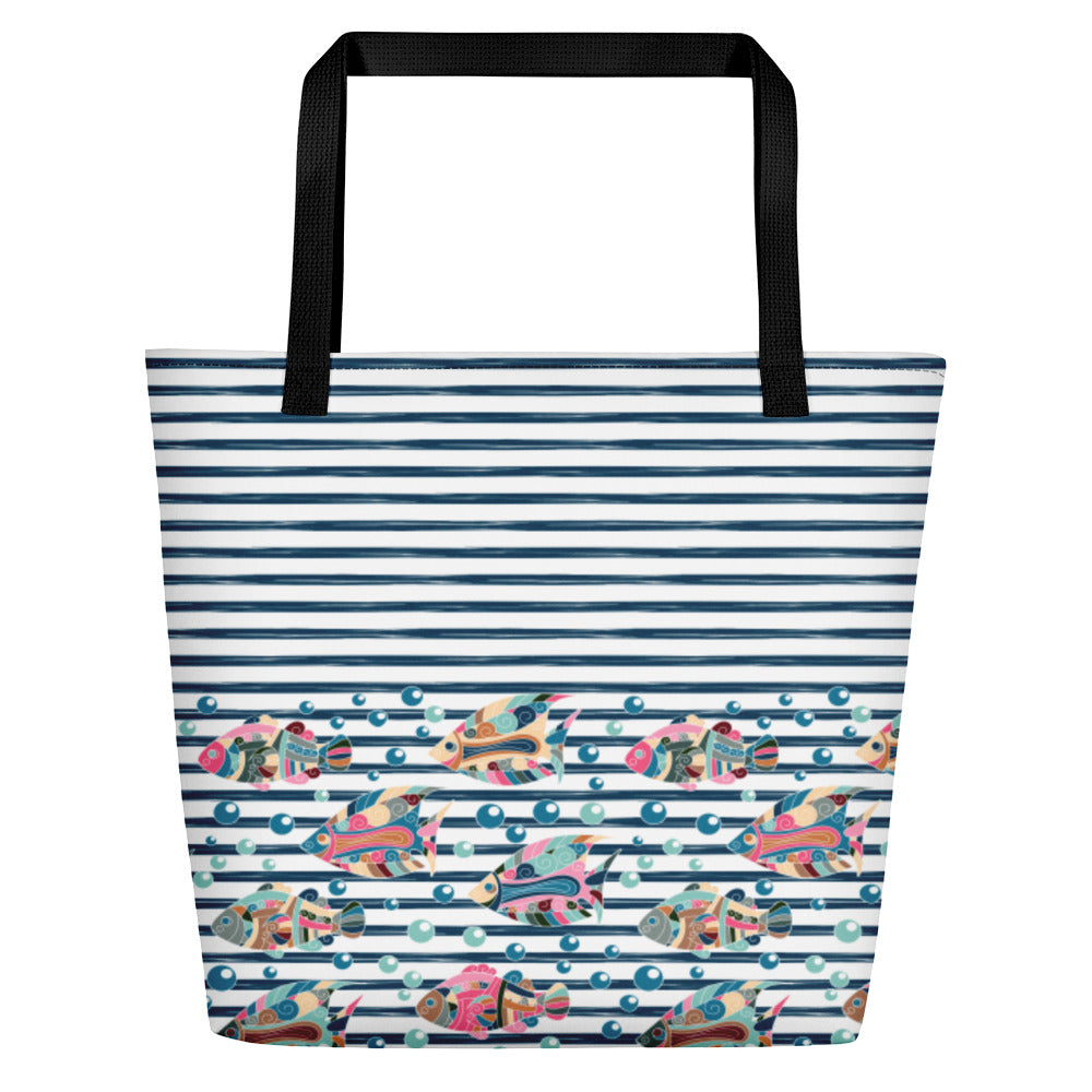 Tropical Fish and Stripes Beach Bag - The Salty Anchor