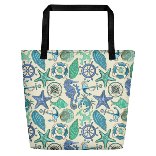Blue Sea Animals and Nautical Design Beach Bag - The Salty Anchor
