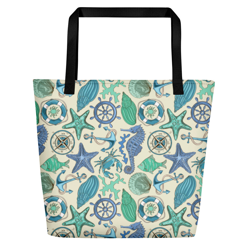 Blue Sea Animals and Nautical Design Beach Bag - The Salty Anchor
