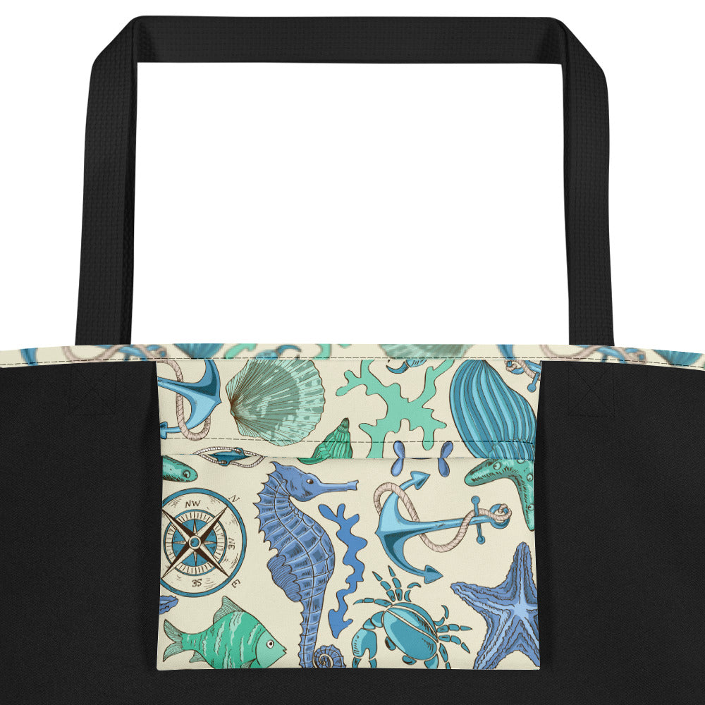 Blue Sea Animals and Nautical Design Beach Bag - The Salty Anchor