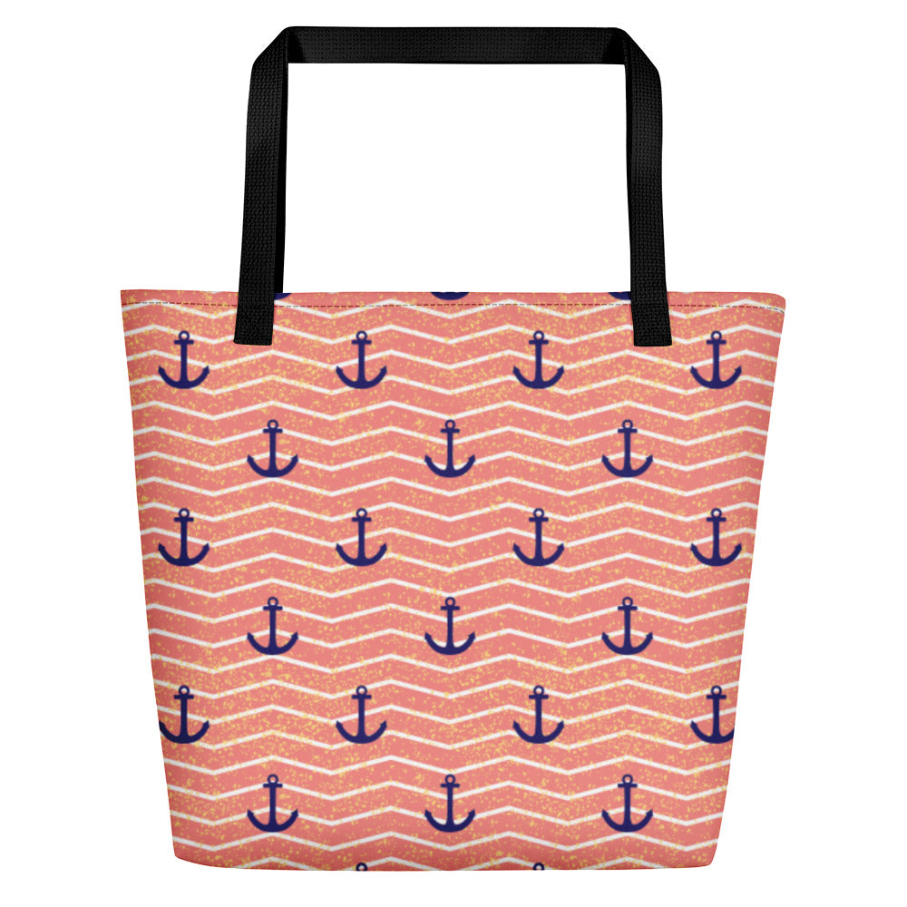 Sailor Pink and White Stripes Beach Bag - The Salty Anchor