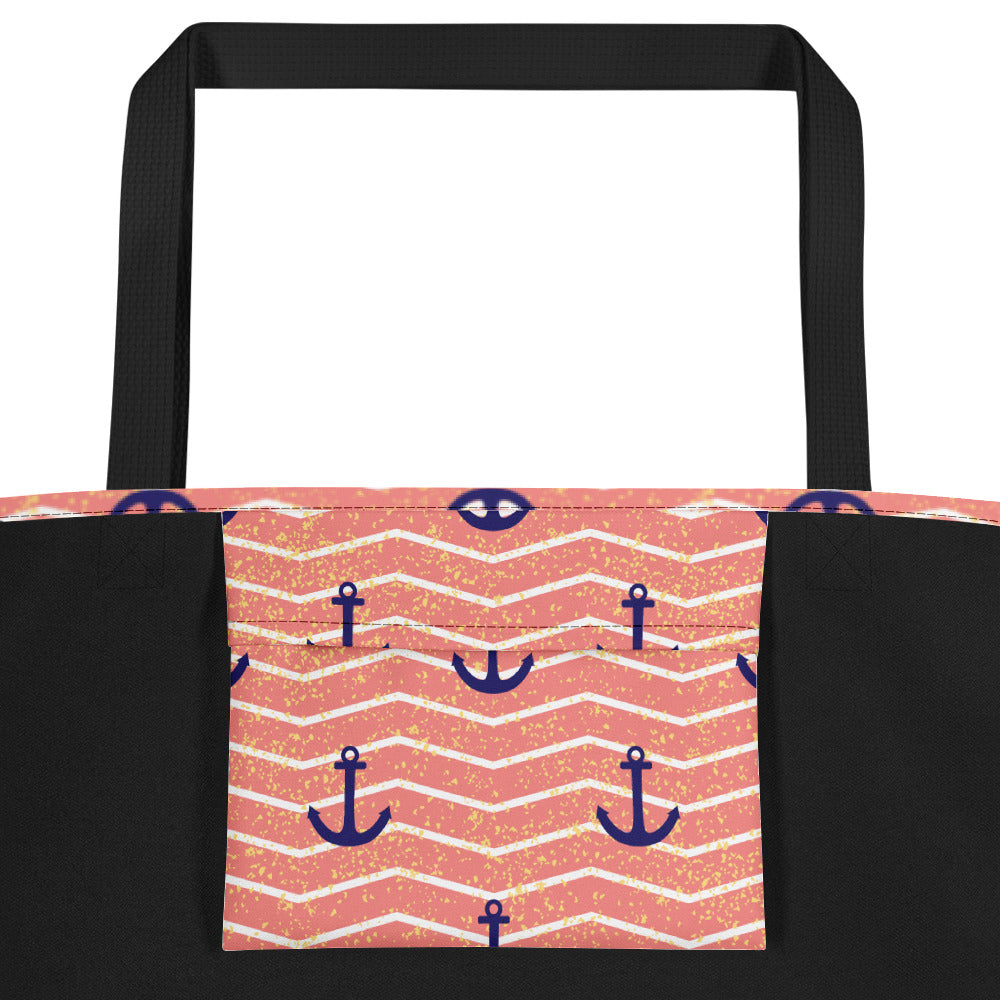 Sailor Pink and White Stripes Beach Bag - The Salty Anchor