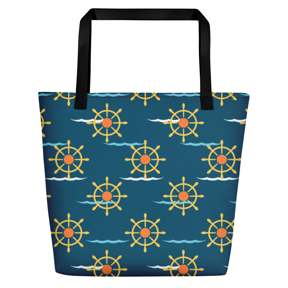 Ship Wheels and Waves Beach Bag - The Salty Anchor