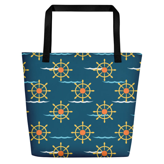 Ship Wheels and Waves Beach Bag - The Salty Anchor