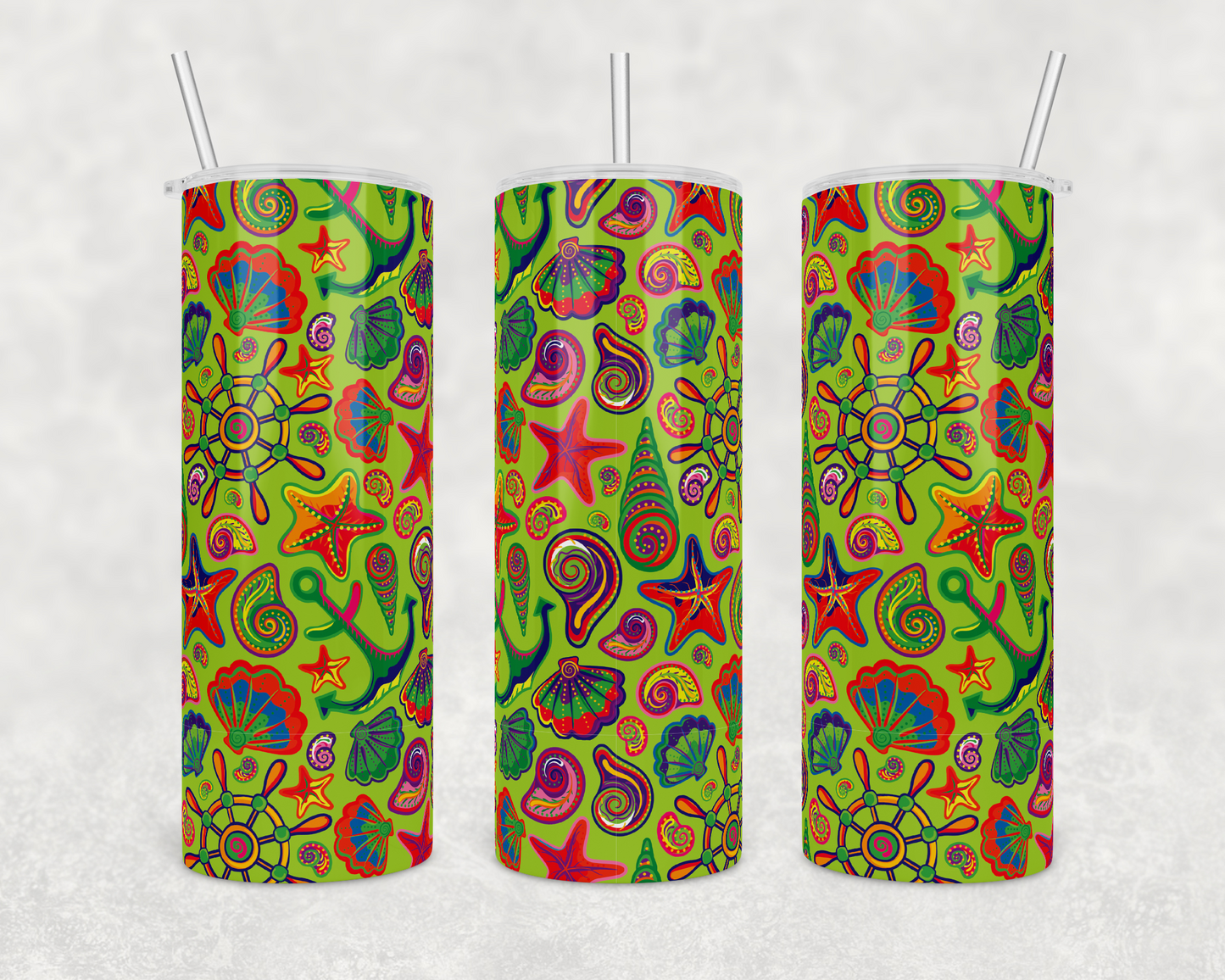 Neon Nautical Icons Tumbler - The Salty Anchor