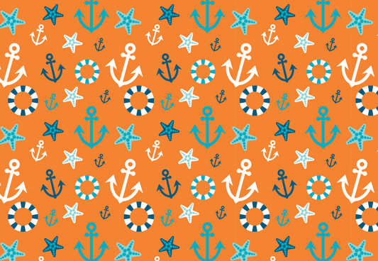 Colorful Orange Anchor Adult Face Mask - The Salty Anchor