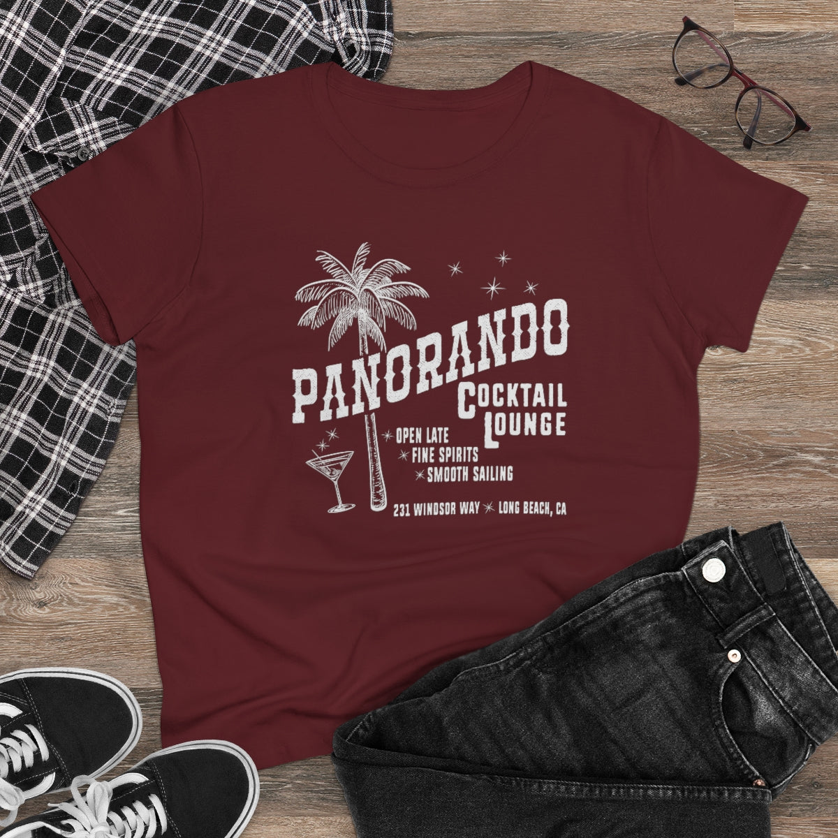 Panorando Cocktail Lounge Women's Midweight Cotton Tee