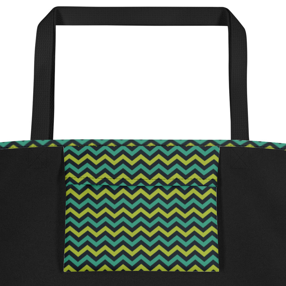 Nautical Zig Zags Beach Bag 16"x20" - The Salty Anchor