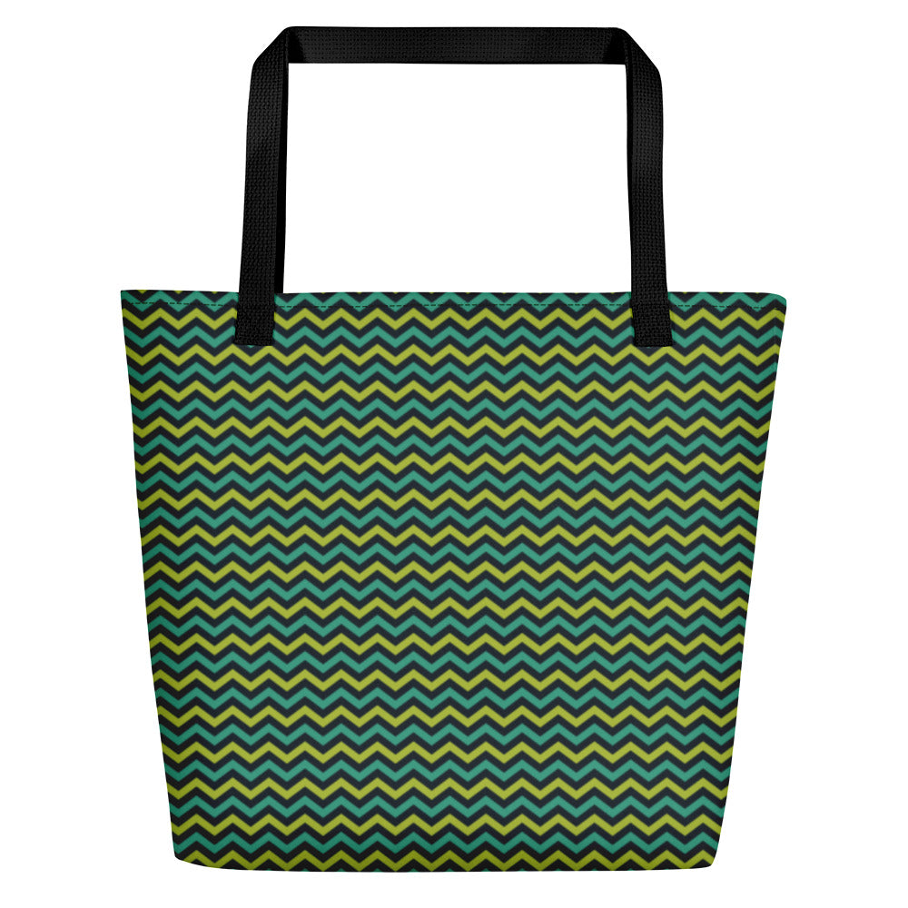Nautical Zig Zags Beach Bag 16"x20" - The Salty Anchor