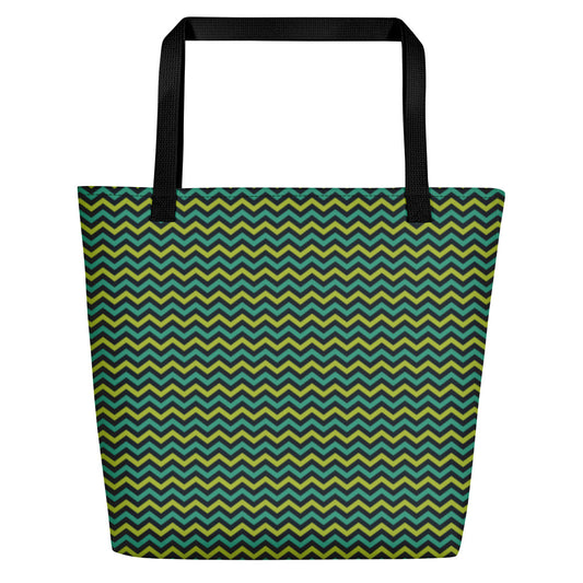 Nautical Zig Zags Beach Bag 16"x20" - The Salty Anchor