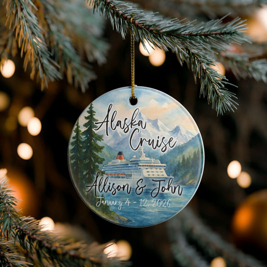 Personalized Alaska Cruise Ceramic Ornament - Custom Holiday Decoration