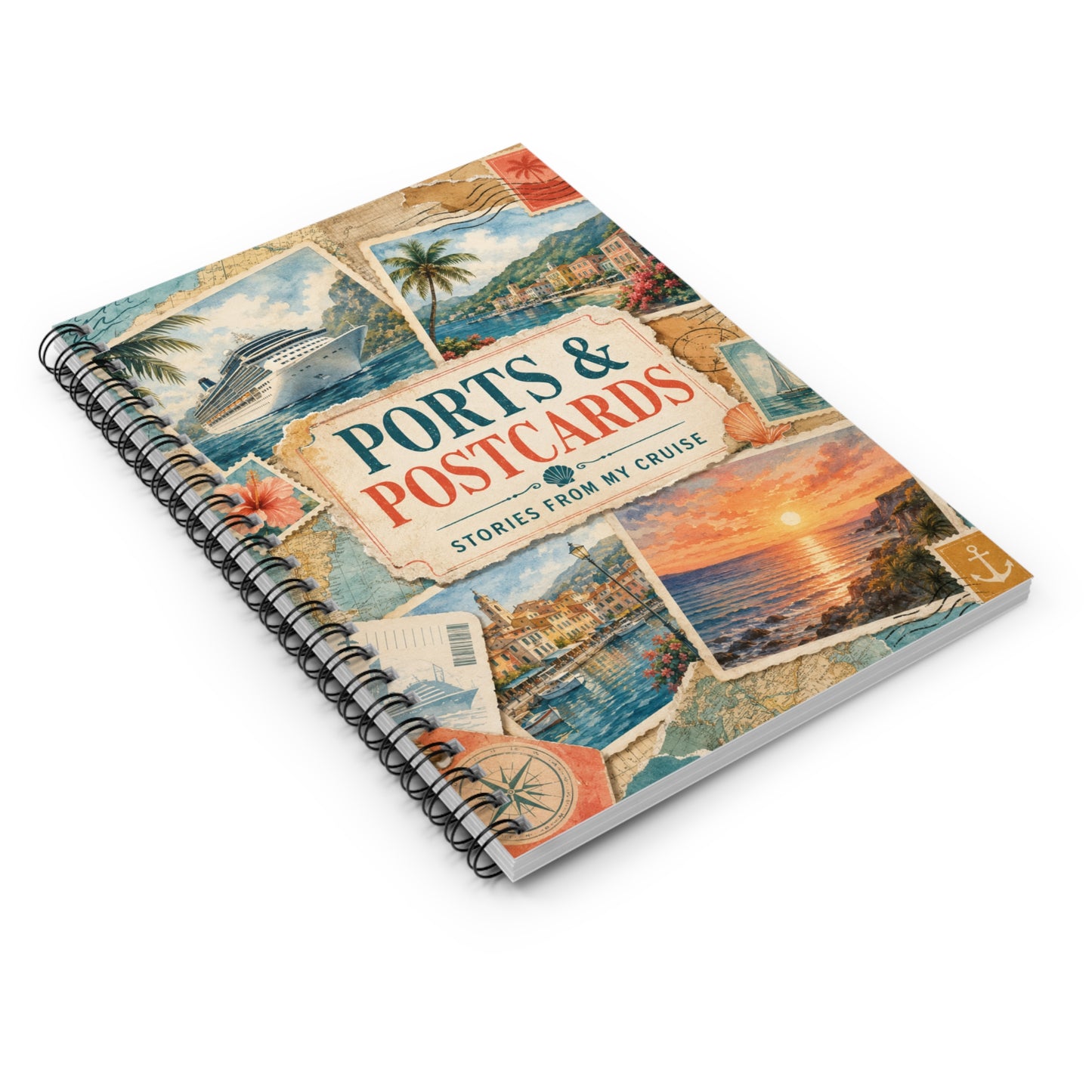 Ports & Postcards Cruise Travel Spiral Journal