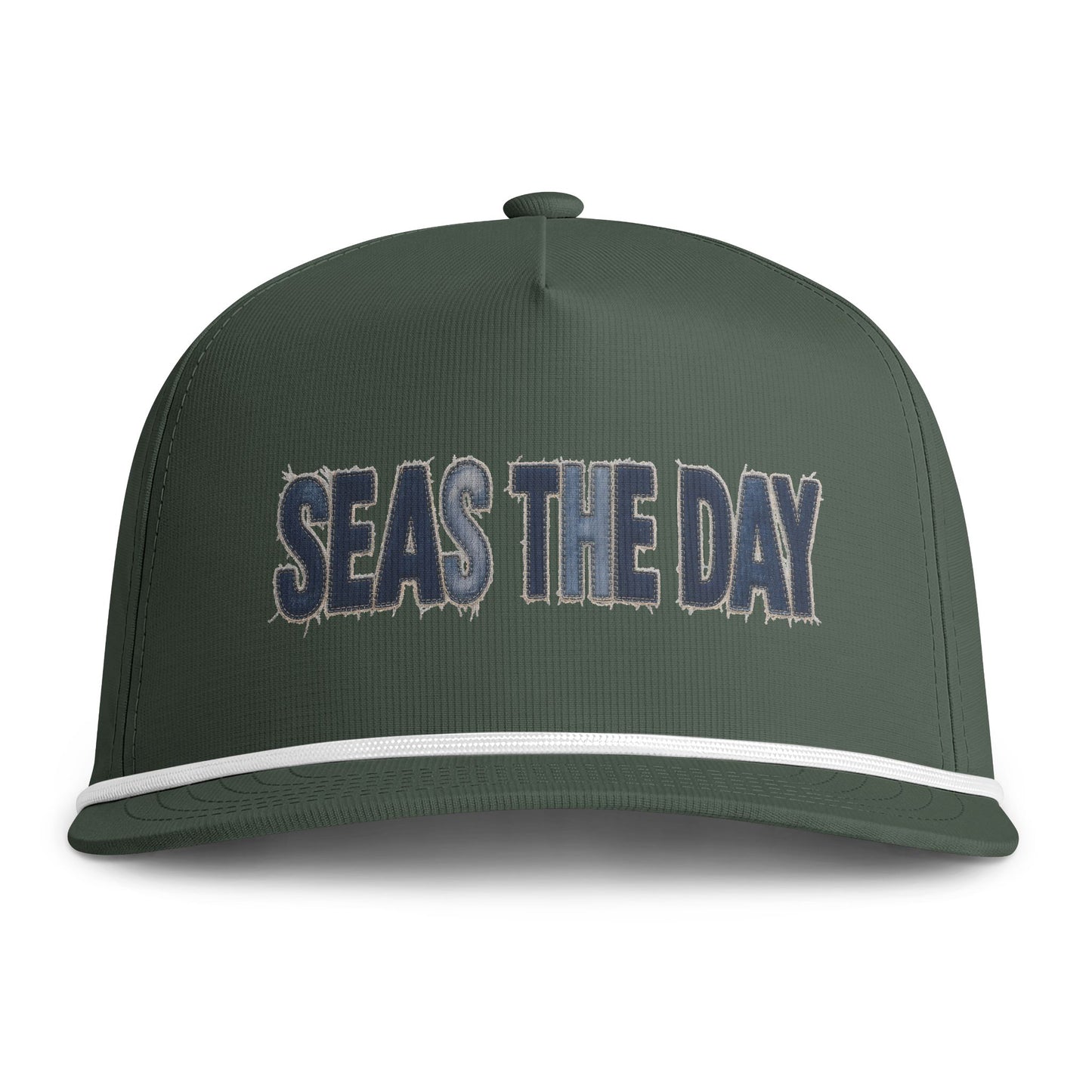 Seas The Day Rope Cap — Nautical Sunwashed Trucker Hat