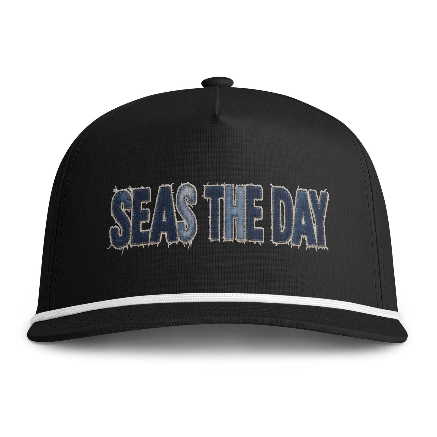 Seas The Day Rope Cap — Nautical Sunwashed Trucker Hat
