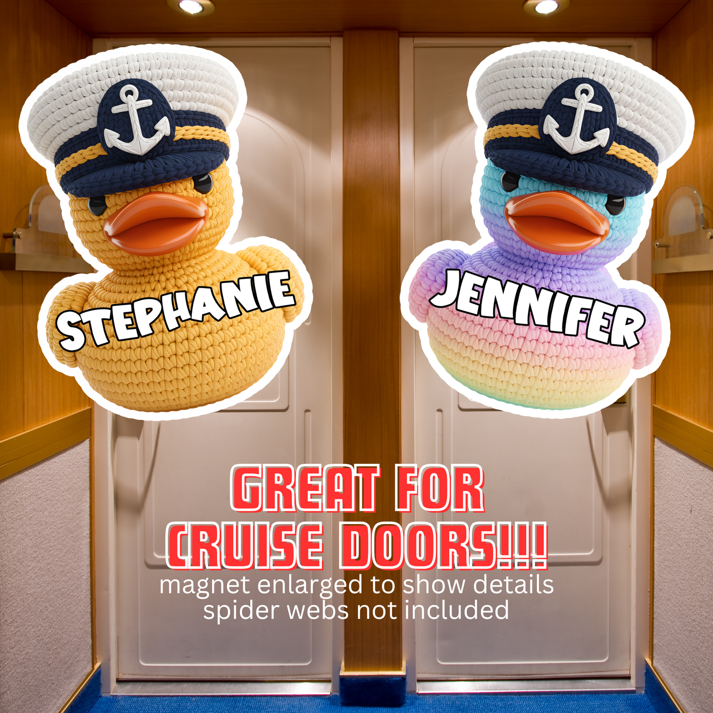 Captain Cruise Duck Crochet Style Magnet