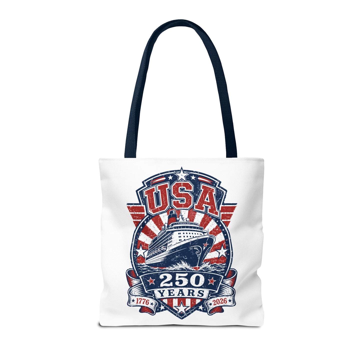 USA 250 Years Commemorative Tote Bag — 1776-2026 Patriotic Cruise Emblem