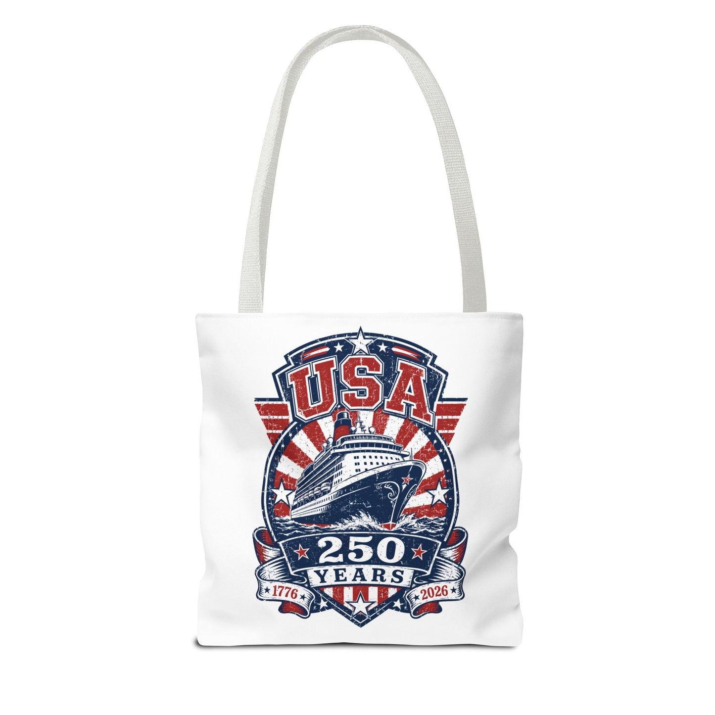 USA 250 Years Commemorative Tote Bag — 1776-2026 Patriotic Cruise Emblem