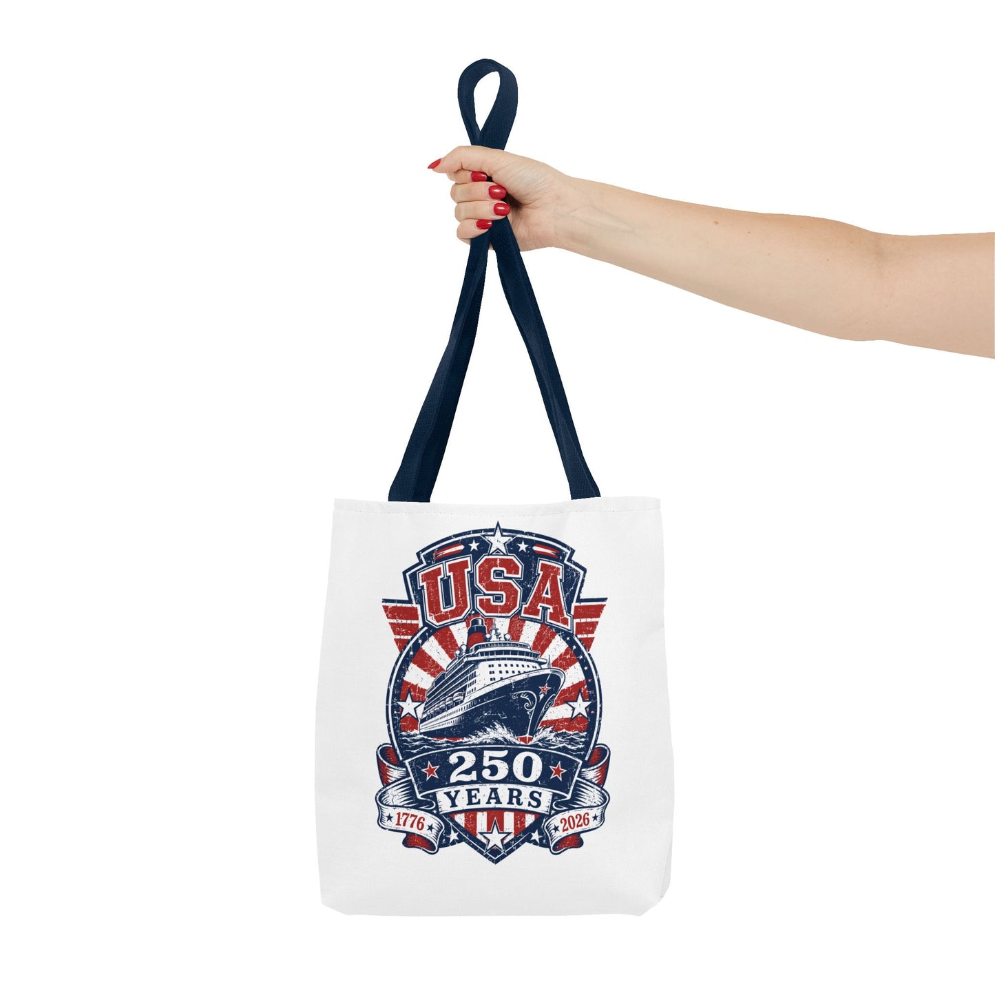 USA 250 Years Commemorative Tote Bag — 1776-2026 Patriotic Cruise Emblem