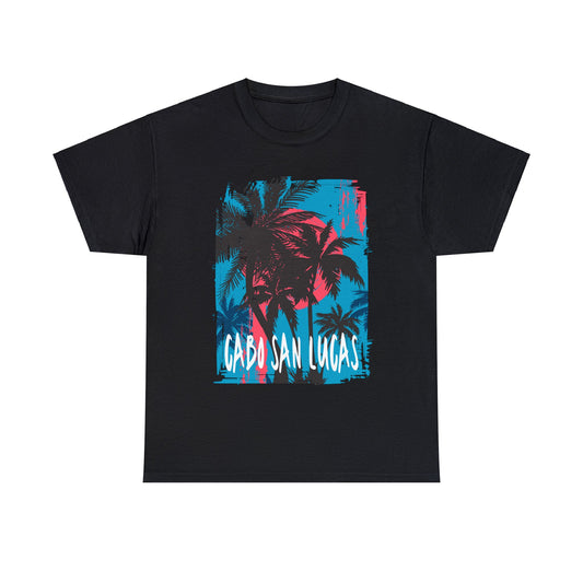 Cabo San Lucas Neon Palms Unisex Heavy Cotton Tee