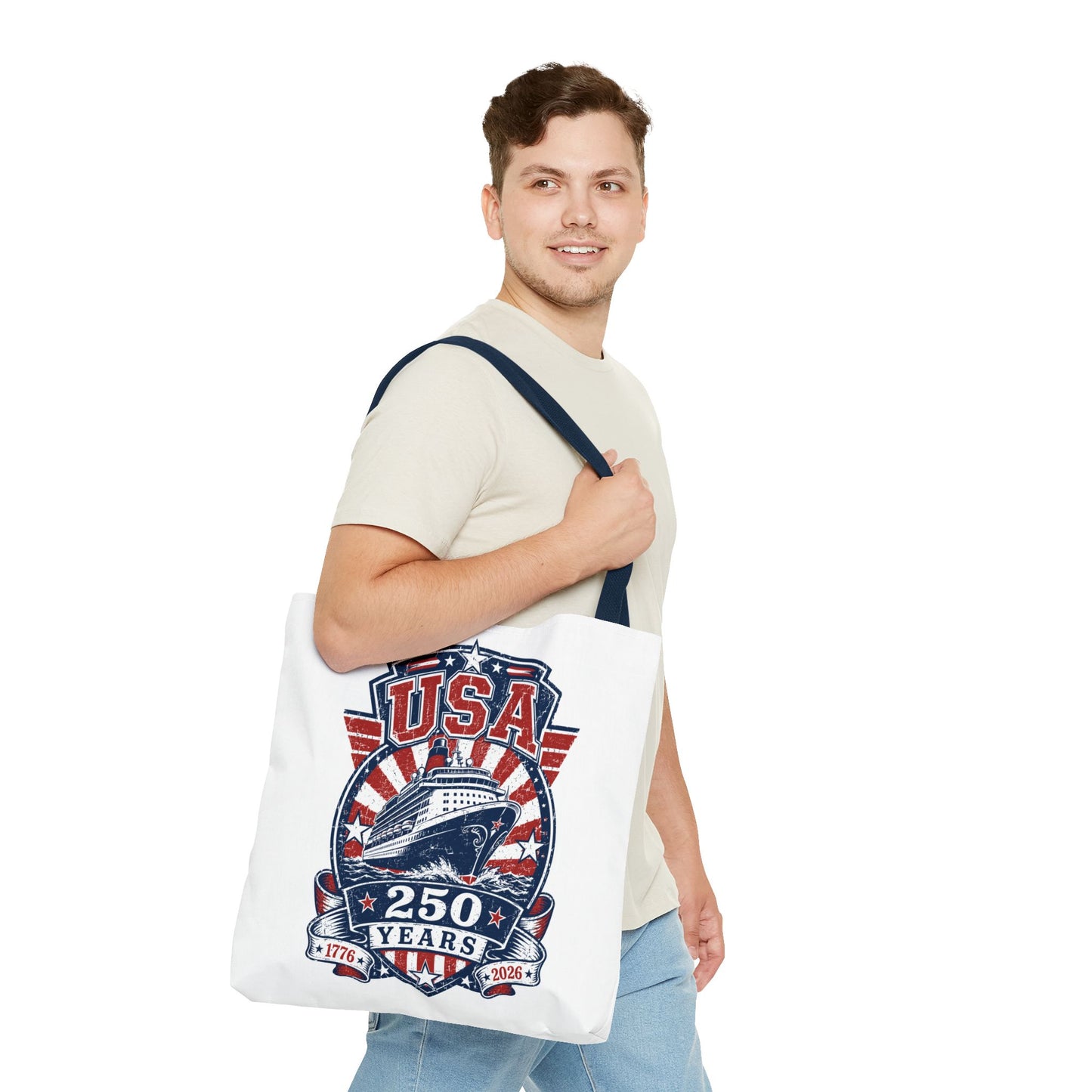 USA 250 Years Commemorative Tote Bag — 1776-2026 Patriotic Cruise Emblem