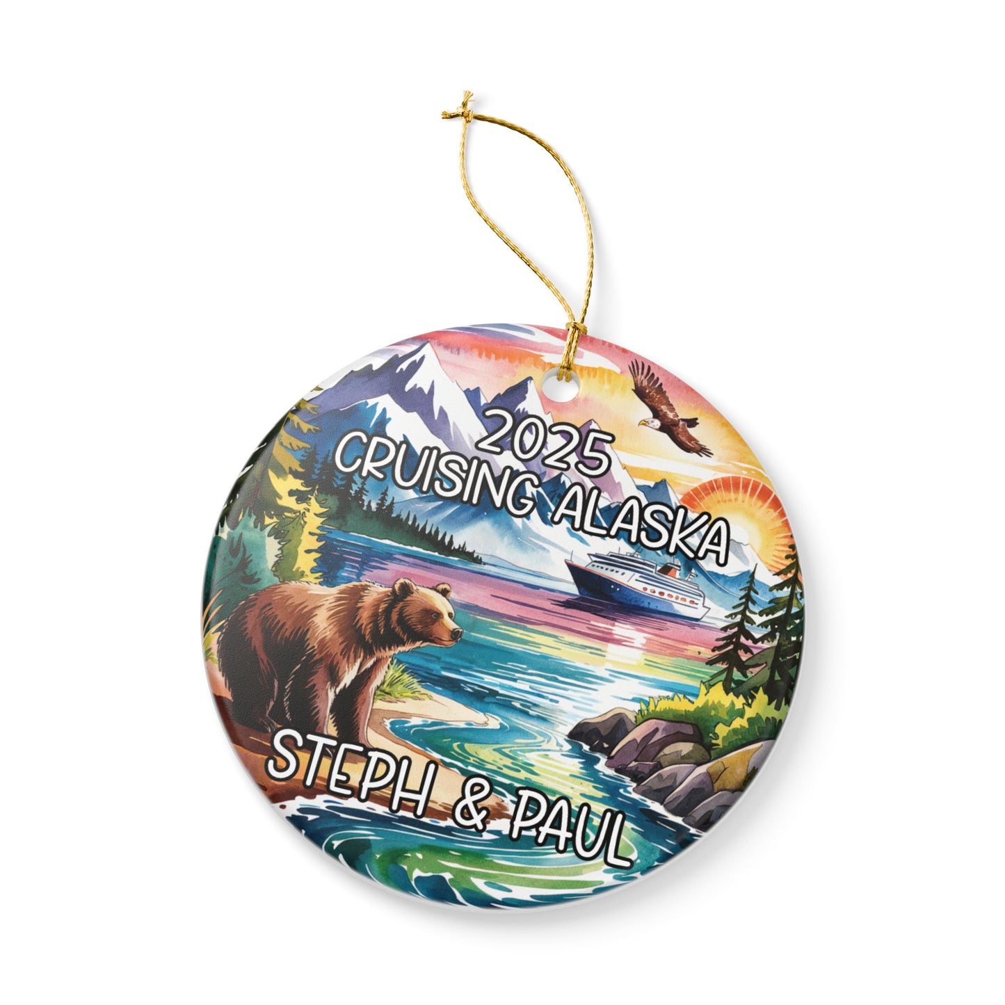 Personalized Cruising Alaska Cruise Ceramic Ornament, Christmas Ornament, Holiday Keepsake, Cruise Souvenir