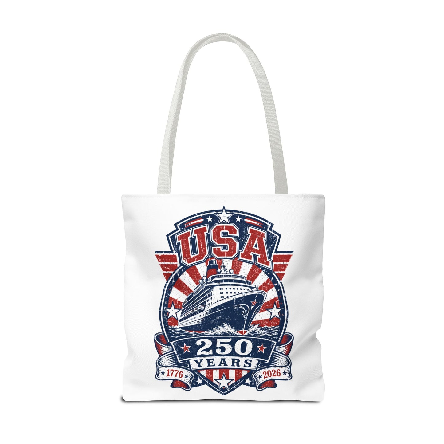 USA 250 Years Commemorative Tote Bag — 1776-2026 Patriotic Cruise Emblem
