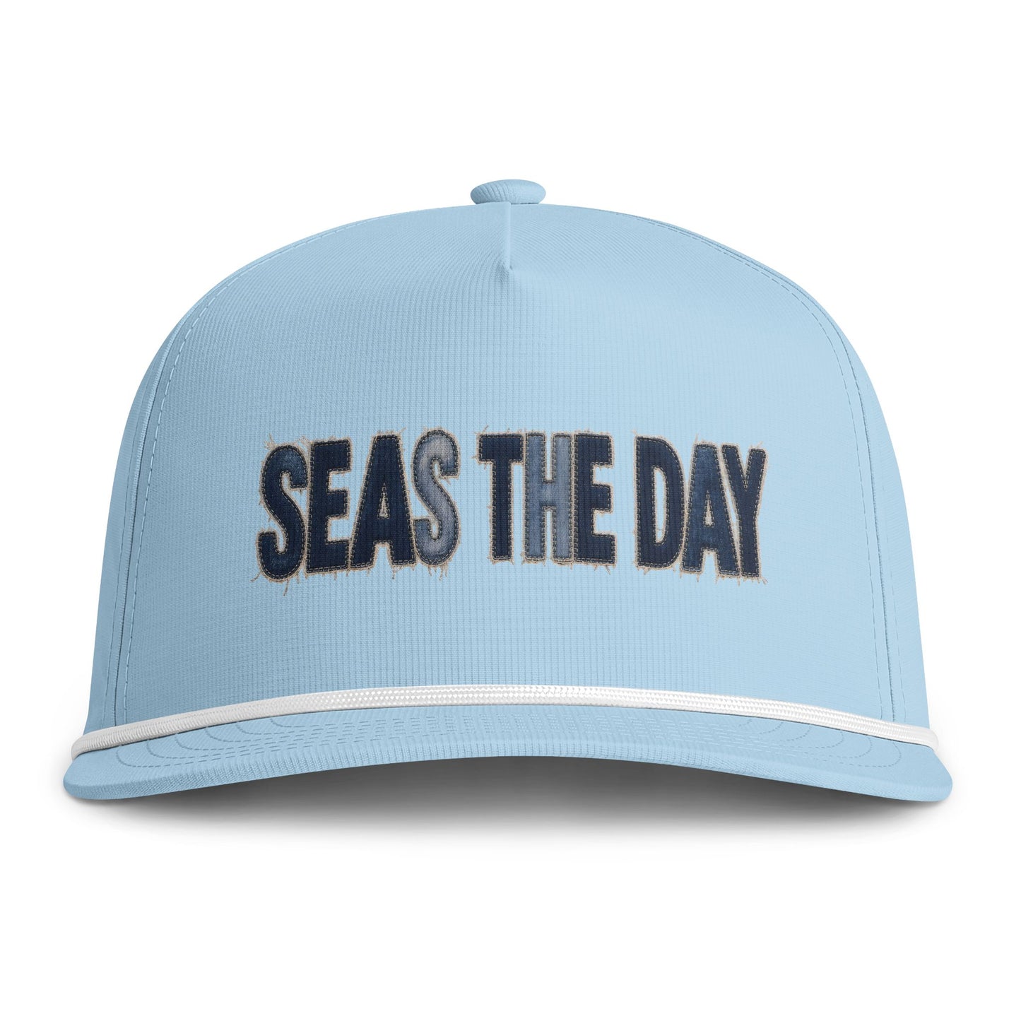 Seas The Day Rope Cap — Nautical Sunwashed Trucker Hat