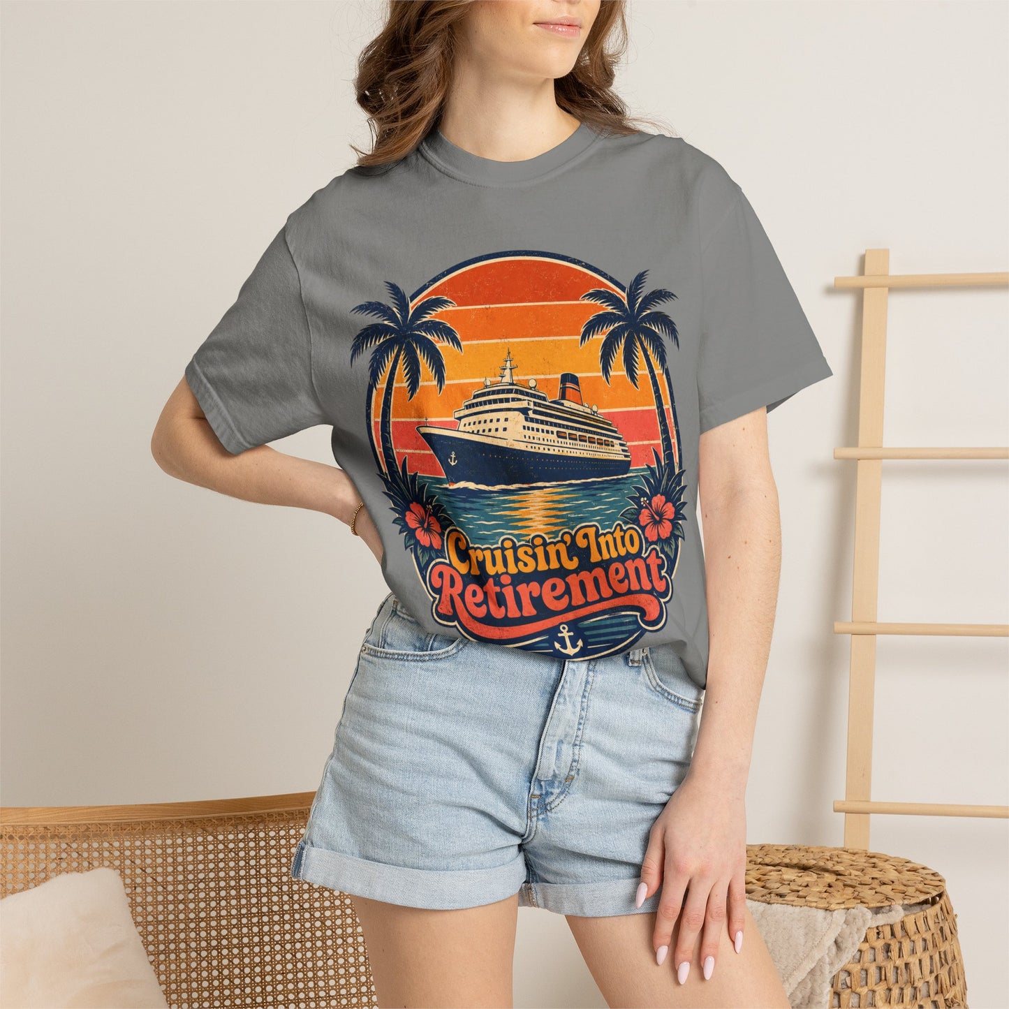 Cruisin' Into Retirement T-Shirt — Retro Cruise Vacation Retirement Gift