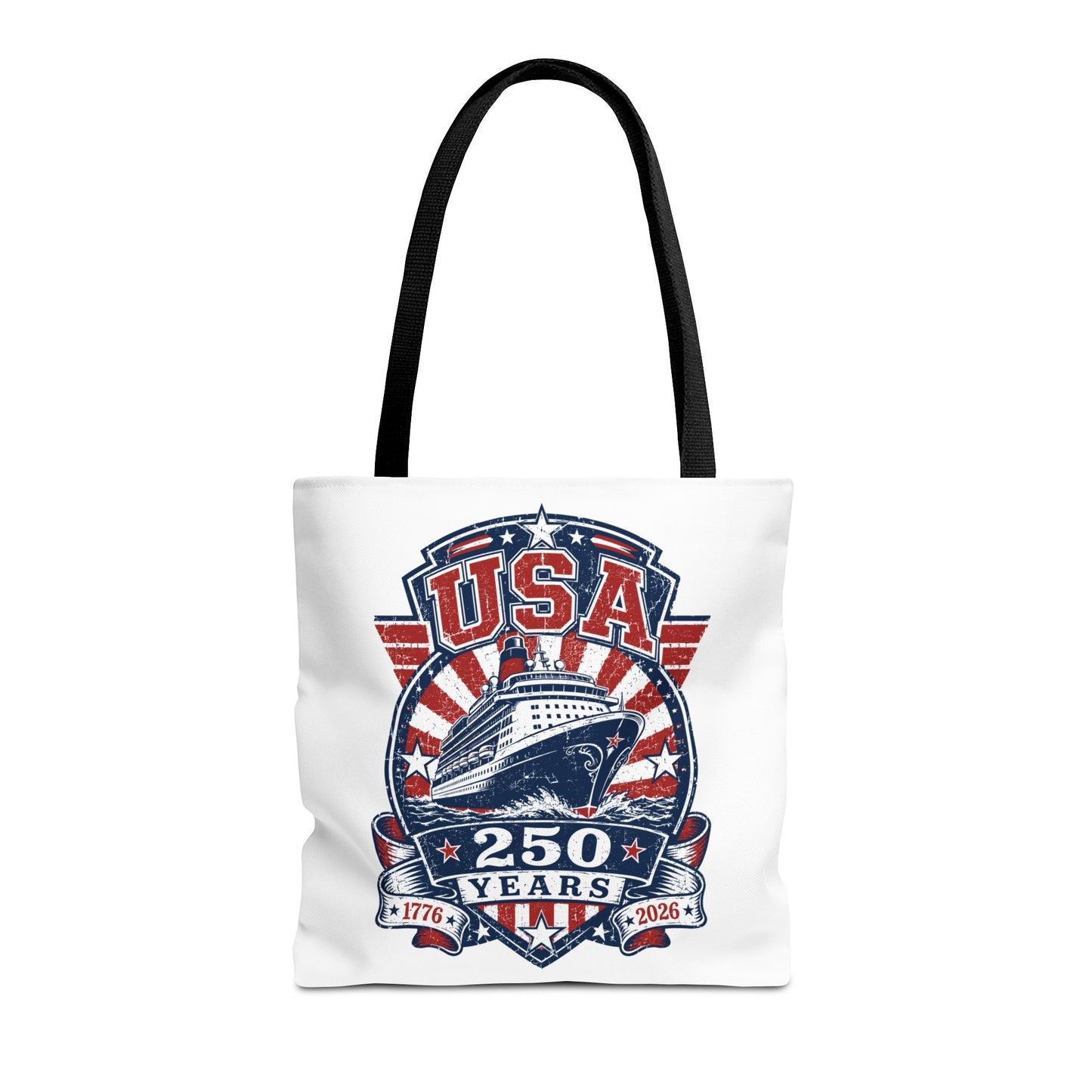 USA 250 Years Commemorative Tote Bag — 1776-2026 Patriotic Cruise Emblem