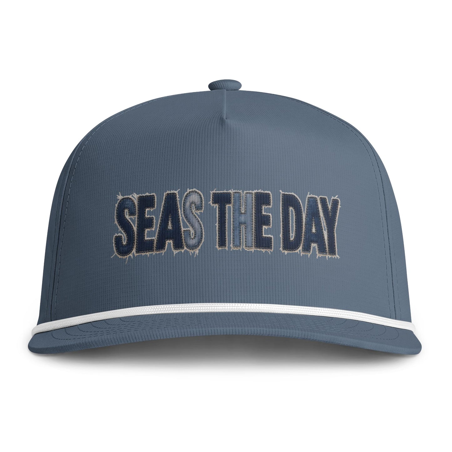 Seas The Day Rope Cap — Nautical Sunwashed Trucker Hat