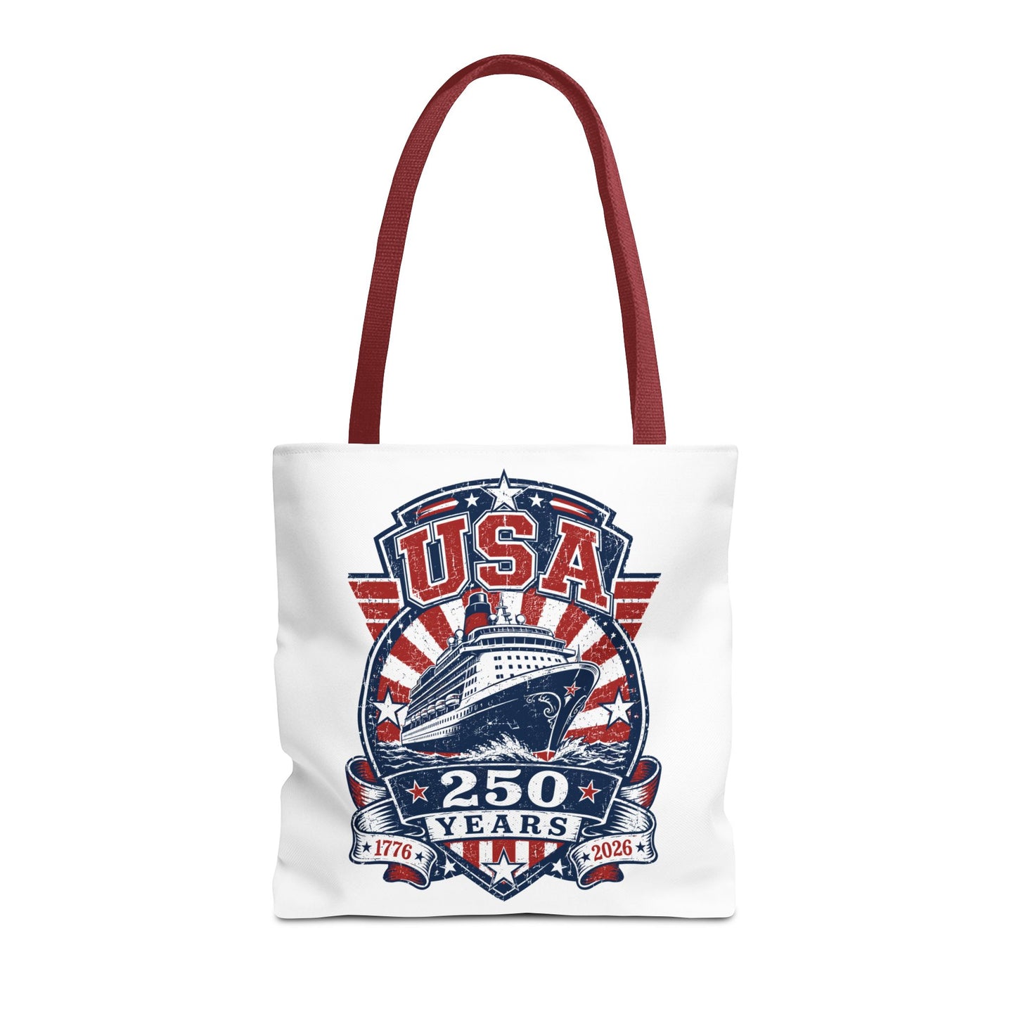 USA 250 Years Commemorative Tote Bag — 1776-2026 Patriotic Cruise Emblem