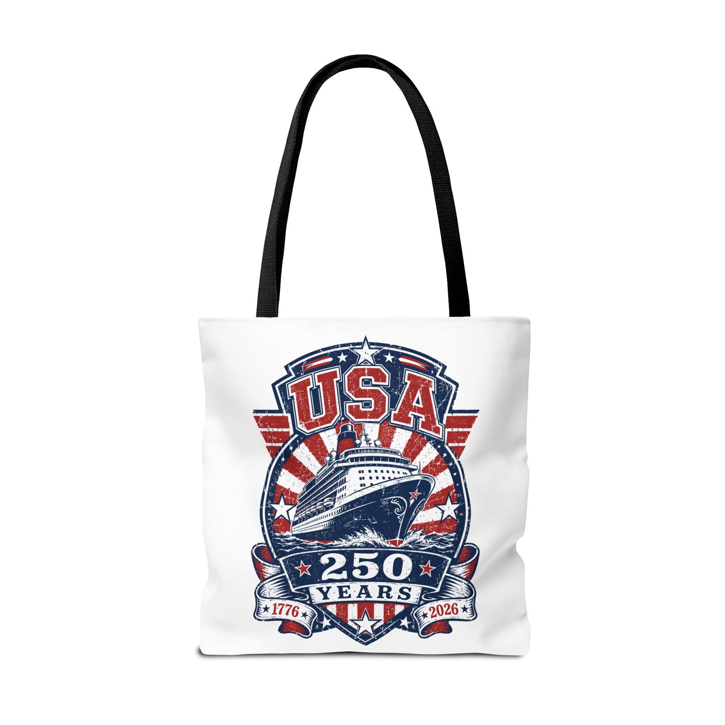USA 250 Years Commemorative Tote Bag — 1776-2026 Patriotic Cruise Emblem