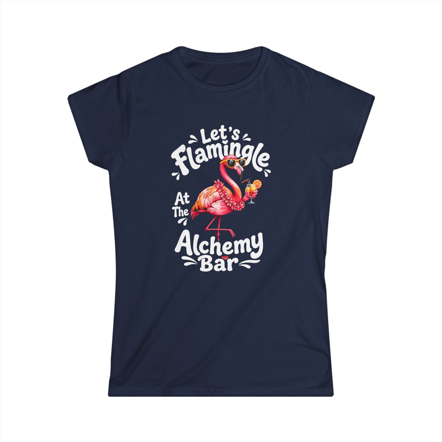 Let's Flamingle At The Alchemy Bar Women's Black Softsyle Tee