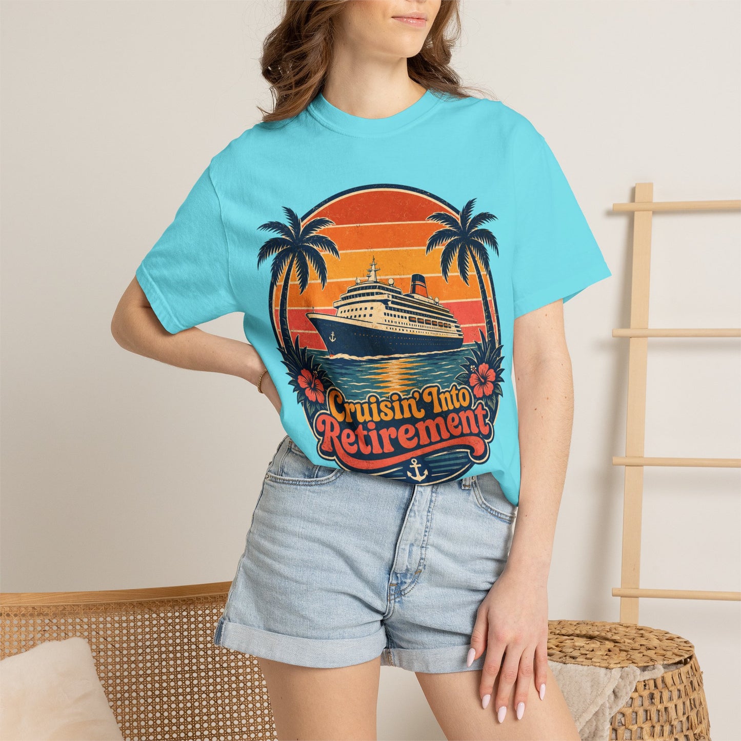 Cruisin' Into Retirement T-Shirt — Retro Cruise Vacation Retirement Gift