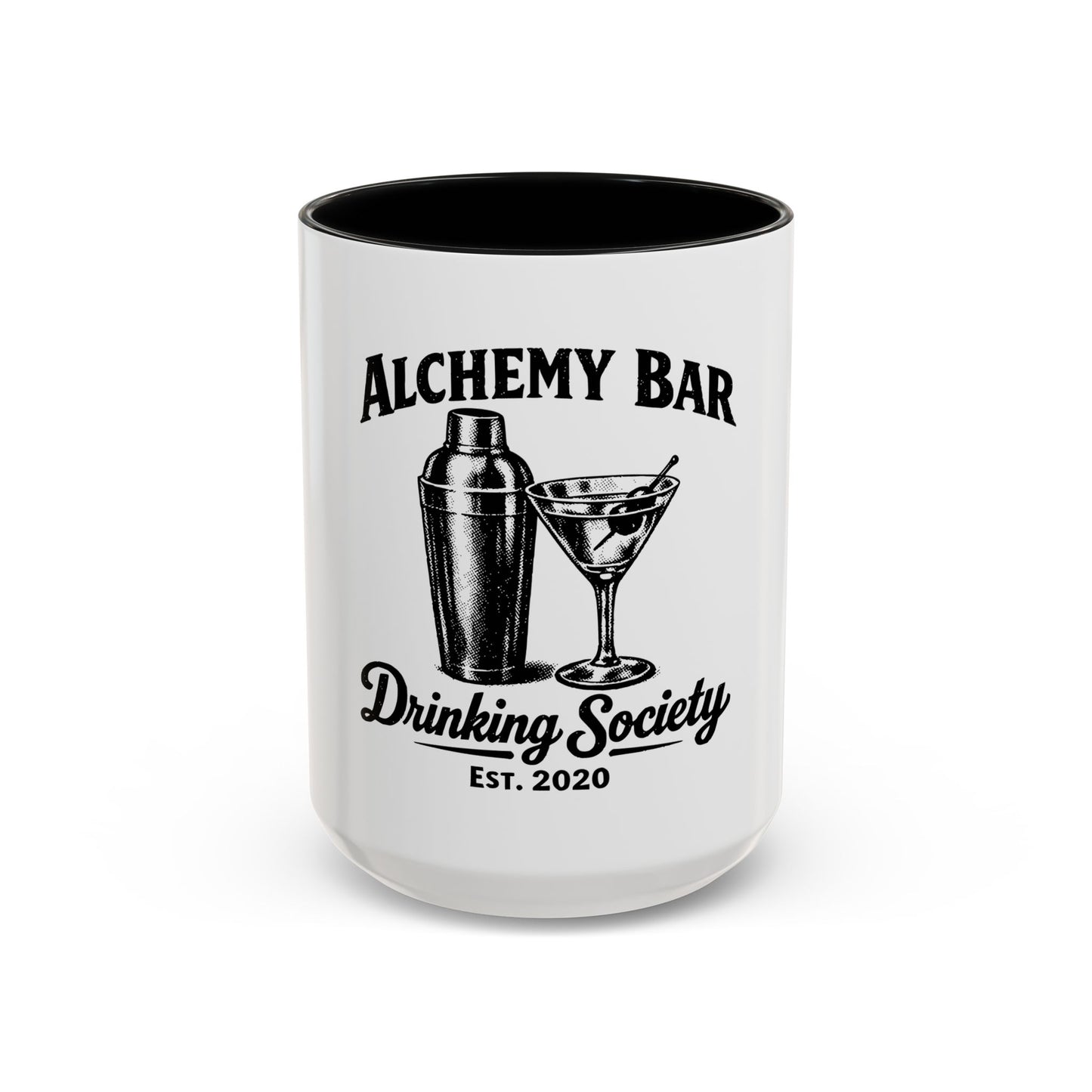 Alchemy Bar Drinking Society' Vintage Cocktail Design Coffee Mug (11/15 oz)