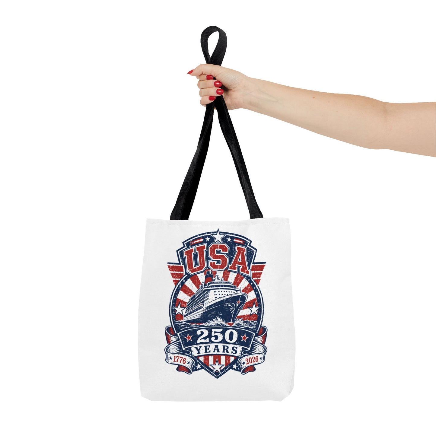 USA 250 Years Commemorative Tote Bag — 1776-2026 Patriotic Cruise Emblem